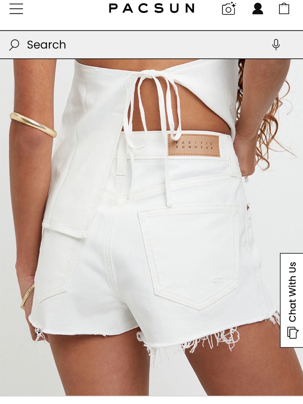 Pacific Sunwear White Denim Frayed Hem Women's Shorts